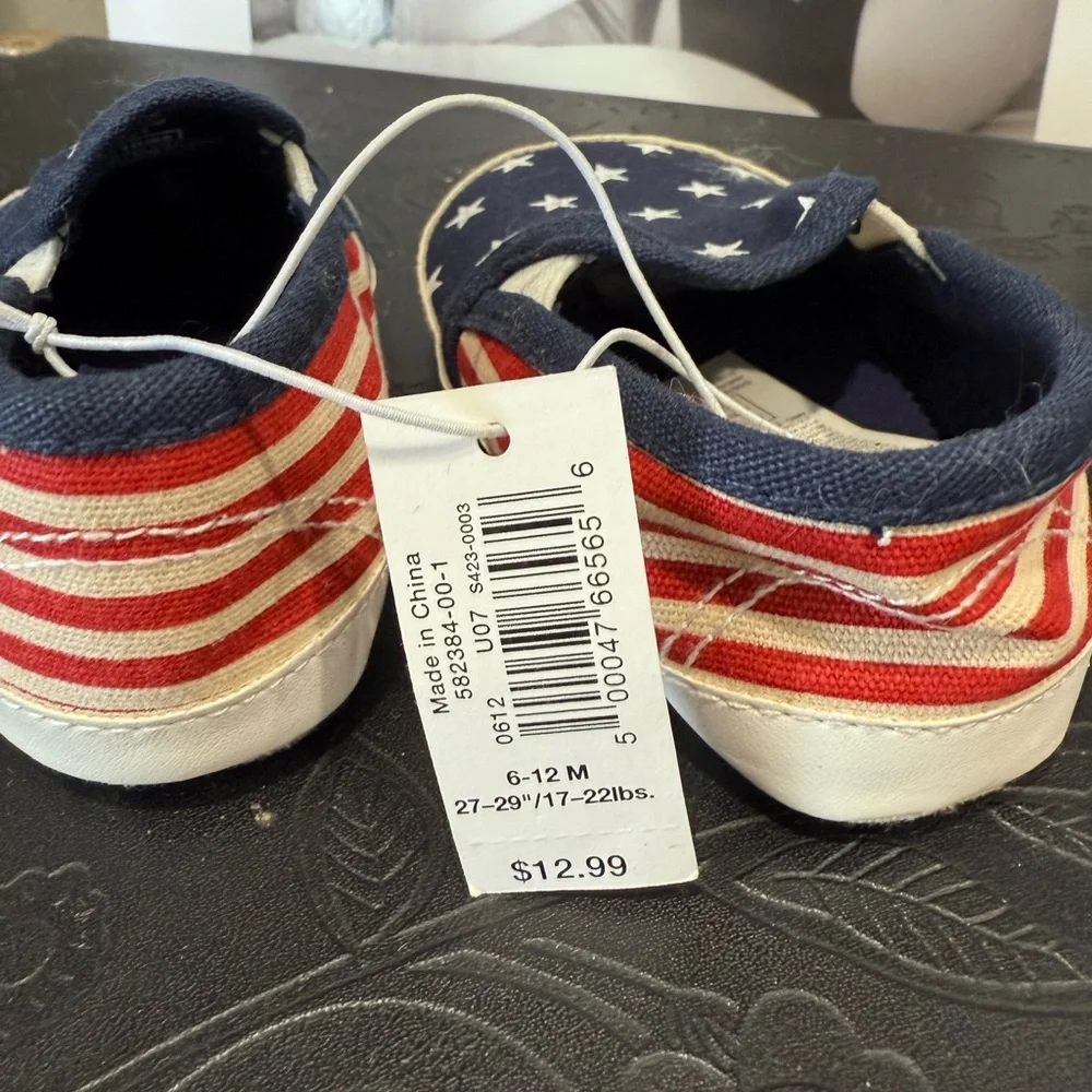 FWP Old Navy Blue and White Canvas Slip-On Sneakers - Picture 3 of 4